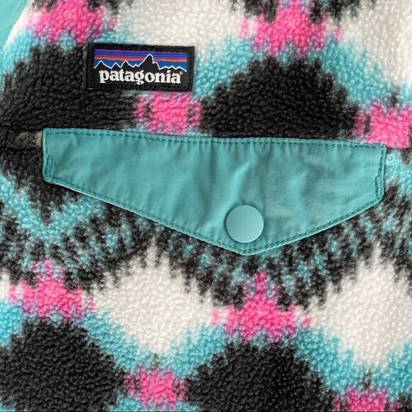Patagonia Girls Retro Aztec Print Lightweight Synchilla Snap-T Pullover Fleece L - Picture 6 of 13